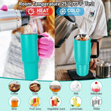 Thermomok met rietje Drinkbeker met deksel en handvat 1,1 L Coffee to Go Vacuüm geïsoleerde autobeker met lekvrij deksel Stroborstels BPA-vrije cadeaus Dames Heren