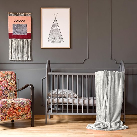 Deken voor bank, bed, knuffeldeken, zachte en warme bankovertrek, XL deken, sprei, pluizige fleecedeken, 150 x 200 cm, deken, dikke bankdeken, woondeken, wit-grijs