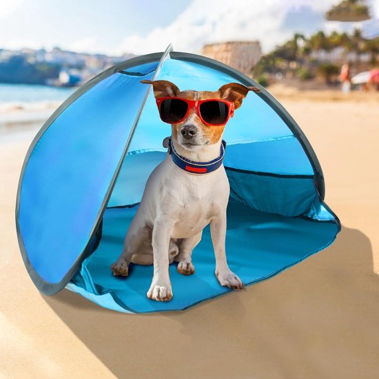 Pop-up tent mini, mini-hoofdtent, pop-up tent tegen de zon, strandopvang pop-up hond, mini-strandtent, ideaal voor strandkamperen en buitenactiviteiten (hemelsblauw)
