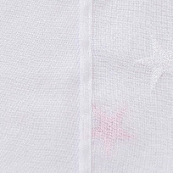 Voile gordijnen linnenlook gordijn met ogen decosjaal met borduurwerk ster, 183 x 140 cm (hoogte x breedte), roze, set van 2