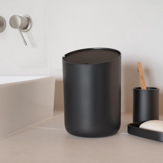 Cosmetica-emmer Tove - Exclusief badkamer-afvalemmer design uit 2 l volume, antislip, incl. binnenemmer en slimme zakfunctie zwart
