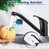 Keukenkraan zwart, keukenkraan 360° draaibaar, ééngreeps keukenmengkraan, aanrechtkraan met keramisch cartouche, koud en warm standen