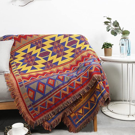 Bankhoezen, sierhoezen, knufffeldeken, bedsprei, dekbeds, stoeldeken, bankovertrek, wasbare spreien, rijsthoezen met kwast, geometrisch patroon, 130 cm x 180 cm