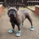 Hondenschoenen met warm asfalt, set van 4 pootbeschermers voor heet asfalt, ruw terrein en doornen, ontwerp voor brede poten, gemakkelijk aan te trekken, turquoise, C