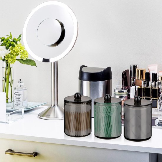 3 stuks wattenstaafjeshouder, wattenstaafjeshouder, wattenschijfdispenser, cosmetica-organizer, voor wattenstaafjes, ronde wattenpads, flossen, wattenbolletjes, make-upsponzen (zwart)