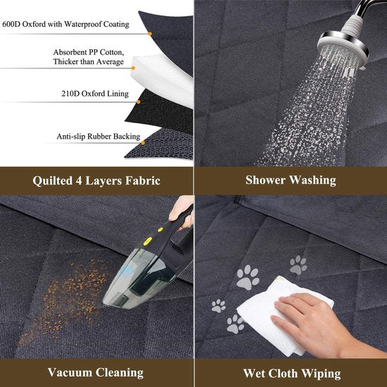 Hondenstoelhoes voor de achterbank met kijkvenster, robuuste en gewatteerde hangmat, autostoelhoes met zijkleppen, universele pasvorm voor de meeste auto's