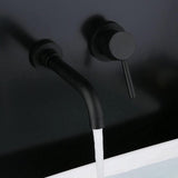 moderne badkamerkraan wandmontage mat zwart 360° draaibare uitloop badkranen voor muur 2-gats montage kraan met enkele handgreep messing Leekayer