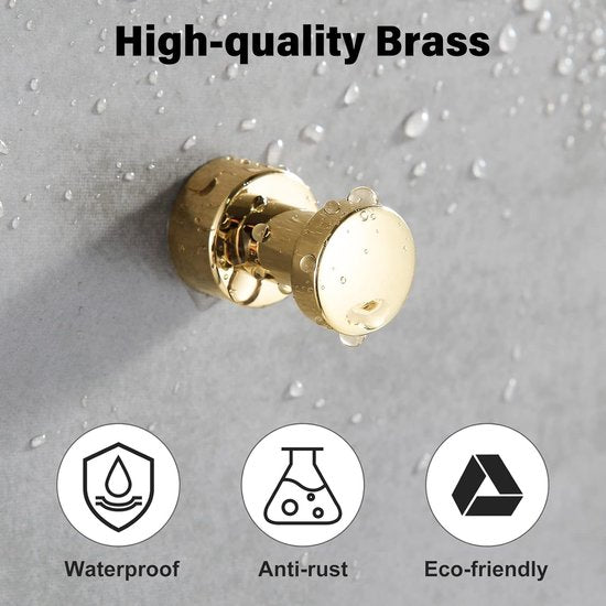 Gouden handdoekhaken - set van 5 | Roestvrije metalen wandhaken voor badkamer en keuken | Zelfklevend of aan de muur gemonteerd