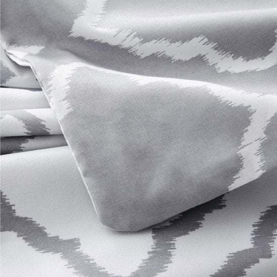 Beddengoed, 135 x 200 cm, 4-delig dekbedovertrek - beddengoedsets 135 x 200 cm, microvezel, met 2 kussenslopen van 80 x 80 cm, Öko-Tex beddengoedset, rasterpatroon, met ritssluiting, grijs