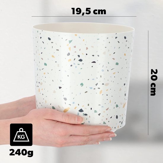 Bloempot, plantenpot van kunststof - decoratieve pot voor planten, UV-bestendige bloempot - diameter 19,5 cm - Terrazzo