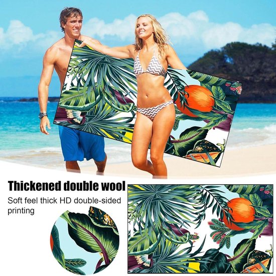 Strandlaken, microvezel strandlaken, microvezel badhanddoek groot 180x90cm, superlichte strandlaken, sneldrogend, absorberende sporthanddoek voor sport, reizen, yoga, kamperen, strandgymnastiek
