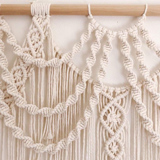 Grote macramé wandtapijt, Boheems wanddecor, macramé, wandtapijt, boven het hoofdeinde, kunsthandwerk, geweven wandtapijt, macramé, bruiloft, gordijn, 97 cm B x 70 cm L