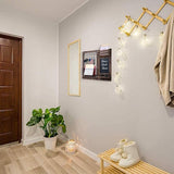 Sleutelrek met plank, wandplank voor sleutelplank, brievenbak, krantenrek, sleutelopberger met schoolbord, brievenhouder, sleutelhouder, wandkapstok, 47 x 42 x 9 cm