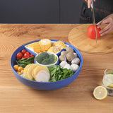 Set van 2 plastic snoep- en notenserveercontainers met deksels 29 cm verdeeld 5 compartimenten Snackkommen Dienblad Aperitiefbakje voor voedselopslag