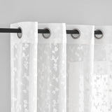 White Semi-Transparent Lace Curtain, Modern Embroidery Curtains with Eyelets, Crochet Knitting Curtain with Leaf Pattern for Living Room, Farmhouse, Bedroom, 2 Pieces, W 140 x H 180 cm