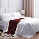 Bankdeken, knuffeldeken, 210 x 240 cm, warme Sherpa-bank, werpdeken, dikke bankdeken, bankdeken, pluizige deken voor bank, Bordeaux