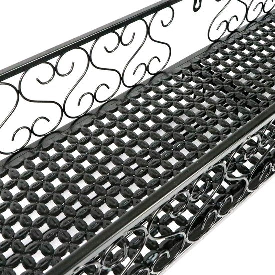 Metalen zwarte wandmontage wijn champagne glazen bekers glaswerk rekhouder, 80 x 20 cm vat voor maximaal 18 flessen wijn en 18 kopjes glazen