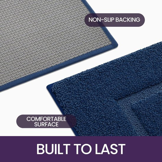 Badkamertapijt, 40 x 60 cm, badmat, antislip, wasbaar, zachte badmat, microvezel, absorberend, badmatten voor badkuip, doucheruimte en badkamer, blauw