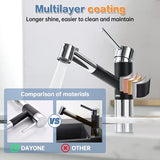 Keukenkraan 360 ° draaibare waterkraan uittrekbaar roestvrij staal geborsteld hogedruk eenhands wastafelarmatuur 2 straalsoorten mengkraan ( - chroom en matzwart)