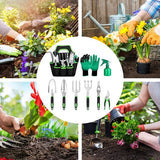 Tuingereedschapsset, 9-delige roestbestendige tuingereedschapsset met opbergtas, tuinset, handgereedschap, geschenkkit, hoogwaardig tuingereedschap, ideaal tuincadeau voor vrouwen en mannen