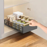 telescopische lade, mand uittrekbare keukenkastorganizer met handvat, uitschuifbare kastorganizer keuken, 23,5 cm B x 39,5 cm D x 9 cm H, bruin