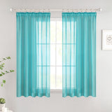Gordijnen met ruchesband, korte voile raamgordijnen, woonkamer, transparante vitrages, winkelgordijn, slaapkamer, moderne lusgordijnen, set van 2, 140 x 225 cm (b x h), turkoois