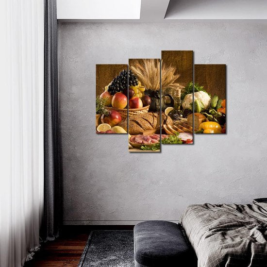 Moderne 4 panelen canvas vers fruit op tafel keuken muurkunst schilderij de afbeelding op canvas voedsel foto's kleurrijk
