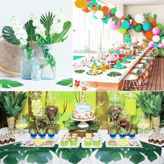 78 stuks 8 soorten nepbladeren, tropische palmbladeren, monsterabladeren, safaripark kunstmatige bladeren,