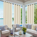 Buitengordijnen, waterdicht verduisteringsgordijn met oogjes, buitengordijnen met UV-bescherming, winddicht, ondoorzichtig voor paviljoen, balkon, tuin, terras (beige, set van 2 / 132 x 213 cm)