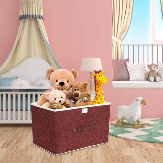 5 stuks opvouwbare opbergdozen met deksel, opbergdozen met deksel, dozen voor kleding, opbergdozen voor speelgoed, rek - rode wijn