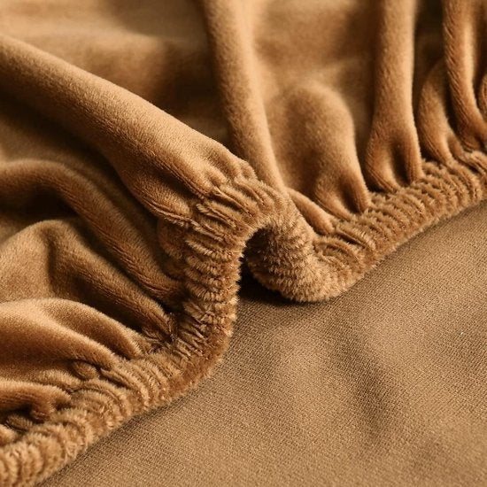 2-delige set oorfauteuils, fauteuil-overtrek, fauteuil-overtrek, stoelhoes, effen, fluweel, hoes, stoelhoes, strandmon, tijger, stoelhoes met armleuning, hoge rugleuning (camel)