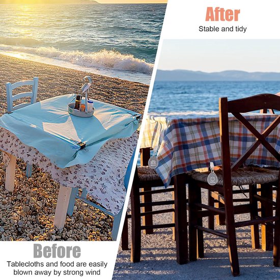 8 stuks tafelkleedgewichten voor buiten, tafelkleedgewichten van natuursteen met clip, tafelkleedhouder, gewichten, tafelkleed met 4 patronen (liefde, bloem, zon) voor feest, picknick, bruiloften