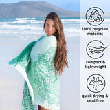 Strandhanddoek XXL – microvezel badhanddoek groot, microvezel handdoeken licht en sneldrogend, 100% gerecyclede microvezel handdoek - mandala 200 x 90 cm