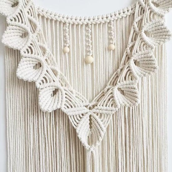 Macramé wandkleed kunst geweven tapijt boho deco chic - huis decor appartement slaapzaal kamerdecoratie - balkon decoratie, wanddecoratie boho - 70 cm (L) x 40 cm (B) - Set S