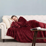 Deken met mouwen en voetenzak, fleece, microvezel, zachte fleecedeken, dagdeken, tv-deken om aan te trekken, cadeau voor vriendin