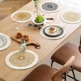 Placemats, afwasbaar, set van 6, ronde geweven placemats, onderzetters, placemats, antislip borden, onderzetters voor keuken, eetkamer, bruiloft, boerderij, tafeldecoratie