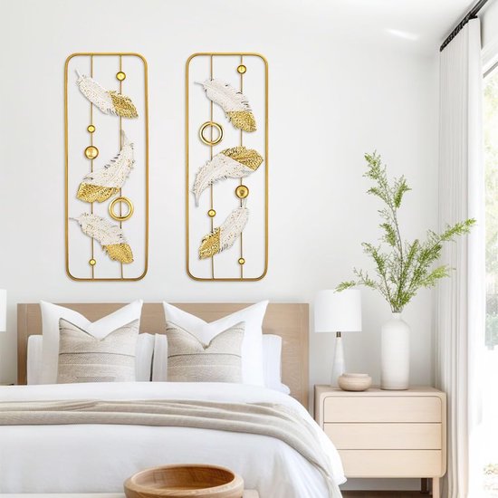 Set van 2 wandsculpturen vierkante wanddecoratie metalen wanddecoratie decoraties 3D metalen afbeeldingen moderne kunstwerken voor thuis woonkamer eetkamer slaapkamer keuken gang, type 3