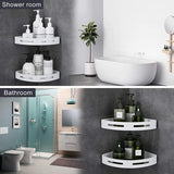 Hoomtaook doucheplank hoekplank douchemand douchebakken zonder boren voor badkamer, space aluminium, matte afwerking, badkamerplank, 2 stuks zwart