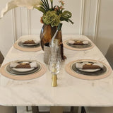 Set van 4 ronde gevlochten wasbare placemats 45 cm linnen geel