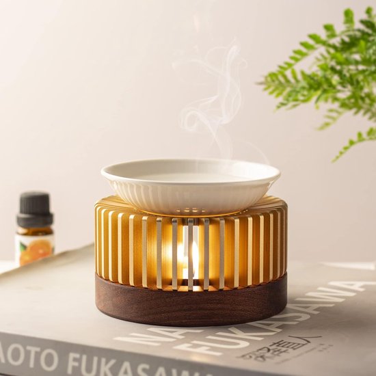 Oliebrander, theelichtje, kan als warmer worden gebruikt, geurolielamp, geweldig nachteffect, aromalamp sfeer gemaakt van geanodiseerd aluminium, aromalamp, aromaverspreider (rosé goud)