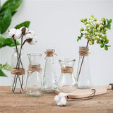 10 stuks heldere glazen bloemenvazen, glazen vazen Bud met touwdesign in verschillende unieke vormen, bloemenvaas middelpunt voor bruiloftsreceptie, bruidsreceptie, babyshower, feest.