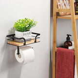 Toiletrolhouder met plank Toiletrolhouder Houten plank Toiletrolhouder Wandmontage voor badkamer