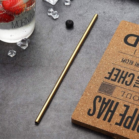 Metalen rietjes, 18 stuks (zwart/koper/goud/gekleurd/zilver)