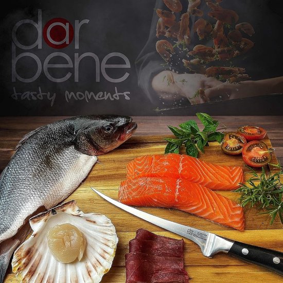 Filermes, 18 cm, professionele keukenmes van Engels roestvrij staal, bouw- en flexibel, extreem afschuifbaar, ergonomische ABS handgreep, navulbaar