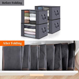 5 stuks 90L opbergzakken, grote kastorganizerset met versterkt handvat, opbergdoos onder het bed voor kledingopslag, voor dekbedden, kleding, dekens en speelgoed (grijs)