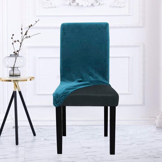 BalladHome Stoelhoezen, set van 6 fluwelen stoelhoezen voor schommelstoelen, eetkamerstoelen, hoezen voor bruiloft, hotel, keuken, banket, feesten, stretch stoelhoezen (6, turquoise)