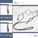 Brilband, 4 stuks, PU-lederen brilketting, brilkoord, verstelbaar, zonnebrilband, zonnebrilhouder, brilhouder voor dames en heren, zwart