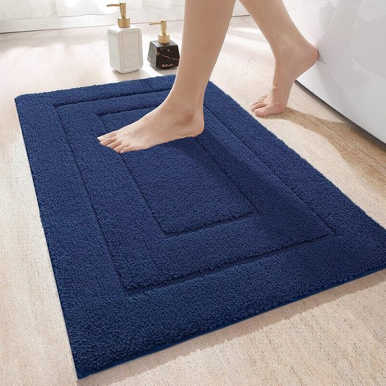 Badmat, antislip, zacht badkamertapijt, waterabsorberende badmat, machinewasbaar, badmat voor douche, bad en toilet, marineblauw, 50 x 80 cm