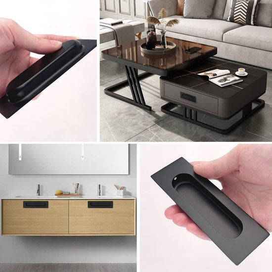 Schuifdeurgreep, zwarte schuifdeurgreep, handgrepen 120 mm lengte, gegalvaniseerde handgrepen, voor keukenkastgrepen, 2 stuks