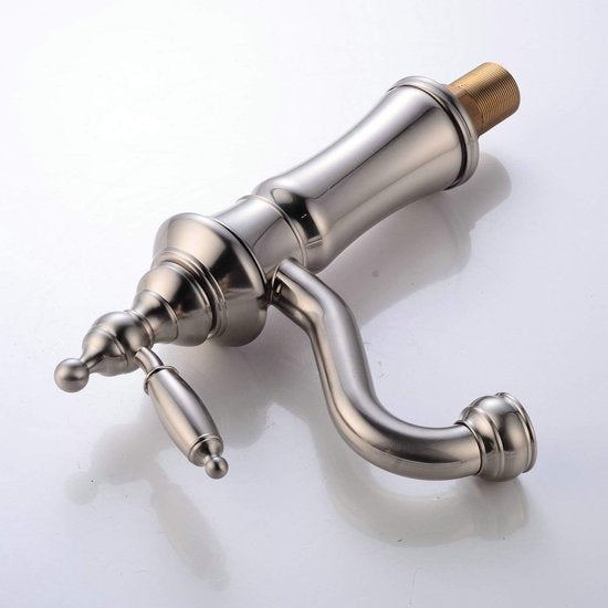 Badkamer Wastafelkraan Geborsteld Nikkel Enkele Handgreep Messing Enkel Gat Montage